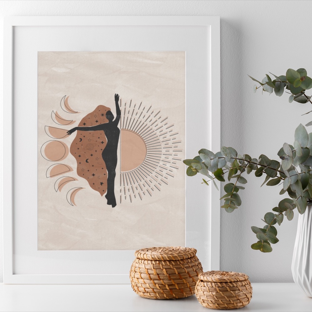 Wall Art Bohemian Woman Silhouette Celestial Print Poater Unframed - Picture 3 of 16